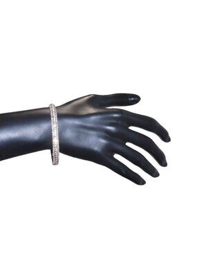 Anne Klein rose gold tone 7.5" oval shaped bracelet with clear stones 1/4" wide